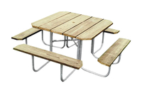 Ultra Site Square Heavy Duty Outdoor Picnic Table, 48 x 48 Inches Top, Pressure Treated Wood, Item Number 1364742