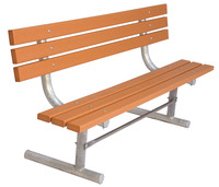 UltraSite Extra Heavy Duty Park Bench with Back, 72 x 22-1/2 x 35 Inches, Pressure Treated Wood, Brown Frame, Item Number 1364753