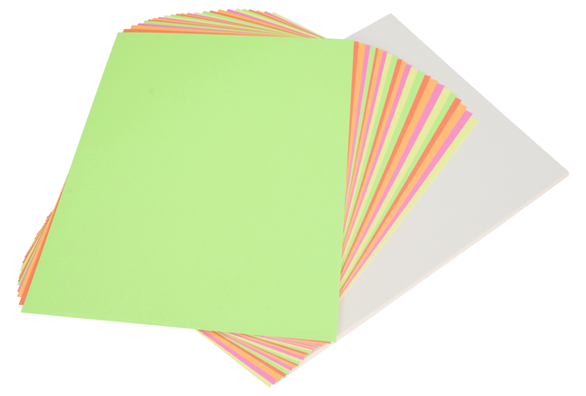 School Smart Poster Board, 11 inch x 14 inch, Assorted Neon Colors, Pack of 50