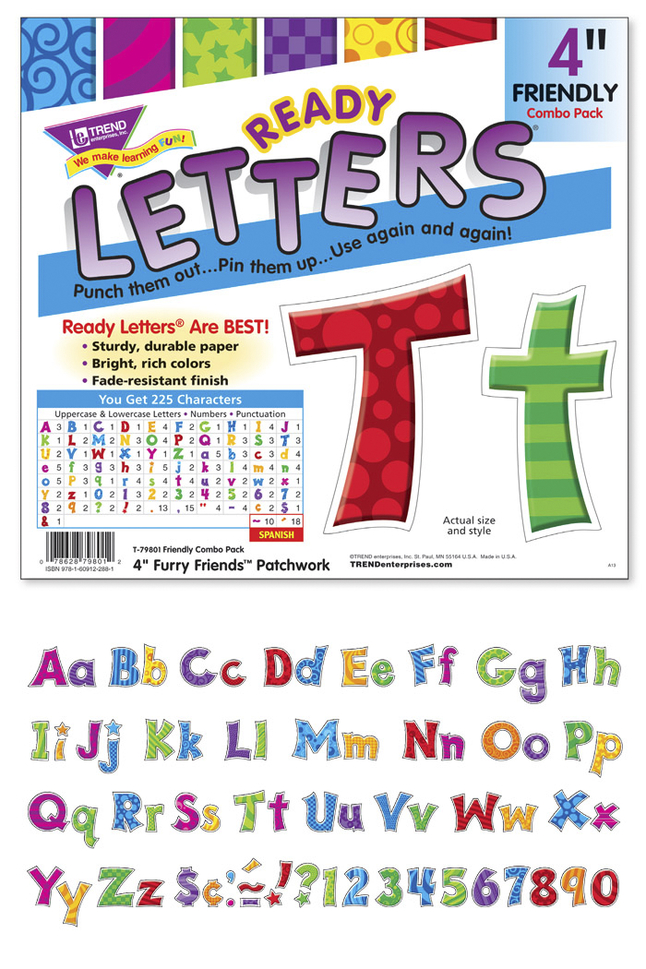 Trend Furry Friends Patchwork 4-Inch Friendly Ready Letters