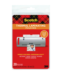 Scotch Thermal Laminating Pouch, 4 x 6 Inches, 5 mil Thick, Pack of 20, Item Number 1388774