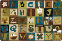 Carpets for Kids KIDSoft Toddler Alphabet Blocks Carpet, 4 x 6 Feet, Rectangle, Brown, Item Number 1396524