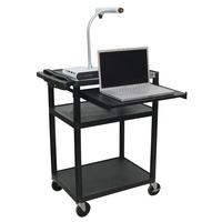 Luxor H Wilson Presentation Cart with Pull Out Front Tray, 24 in W X 18 in D X 34 in H, Black Shelves/Legs, Item Number 1399654