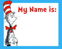 Eureka Dr. Seuss Cat in the Hat Nametags, 2-7/8 X 2-1/4 Inches, Pack of 40, Item Number 1414853