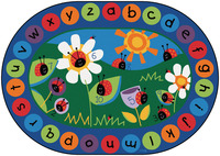 Carpets for Kids Ladybug Circletime Rug, 8 Feet 3 Inches x 11 Feet 8 Inches, Oval, Multicolored, Item Number 1426220