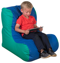 Children's Factory High Back School Chair, Vinyl, Blue/Green 1426399