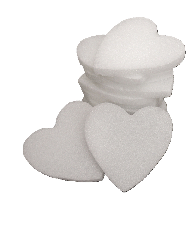 Floracraft Styrofoam Hearts 12 x 3 Inches White Pack of 12