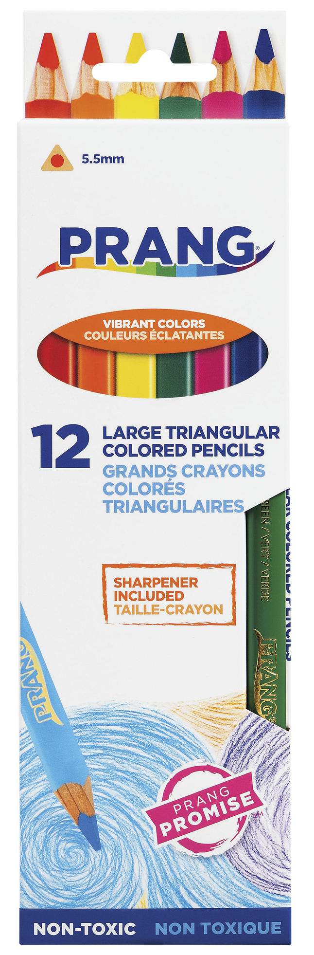 Prang Large Triangular Colored Pencils, Assorted, Set of 12