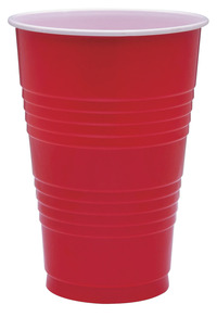 Genuine Joe Disposable Party Cup, 16 Ounces, Red, Pack of 50, Item Number 1445615
