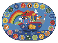 Carpets for Kids KID$Value PLUS Noah's Voyage Circletime Rug, 8 Feet 3 Inches x 11 Feet 8 Inches, Oval, Multicolored, Item Number 1407836