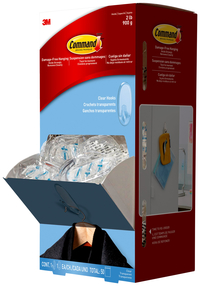 Command Designer Hook Trial Pack with Adhesive Strip, 1 Hook and 1 Strip, Medium Size, Plastic, Clear, Pack of 50 1463199