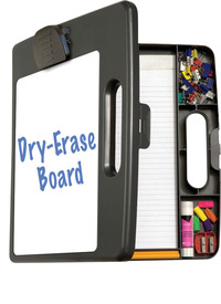 Officemate Dry-Erase Portable Clip Board Box, 10 x 14-1/2 x 1-1/4 Inches, Charcoal, Item Number 1465535