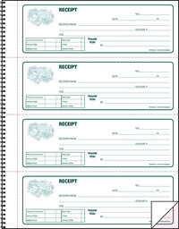 Hammond & Stephens KPG 3 Parts Carbonless Record Receipt Book, 8-1/2 x 11 inches, 160 Receipts 1473618