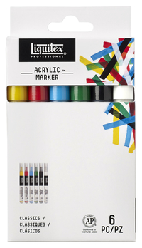 Liquitex Professional Fine Tip Paint Markers, Assorted Primary Colors, Set of 6 Item Number 1485666