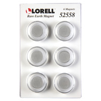 Lorell Round Cap Rare Earth Magnets, Clear, Pack of 6, Item Number 1531451