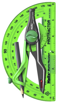 Helix Plastic Compass and Protractor Set, Assorted Colors Item Number 1534822