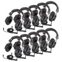 Califone 3068AV-10L Switchable Stereo/Mono Over-Ear Headphones, 3.5mm with 1/4 inch Adapter Plug, Black, Pack of 10 1544150