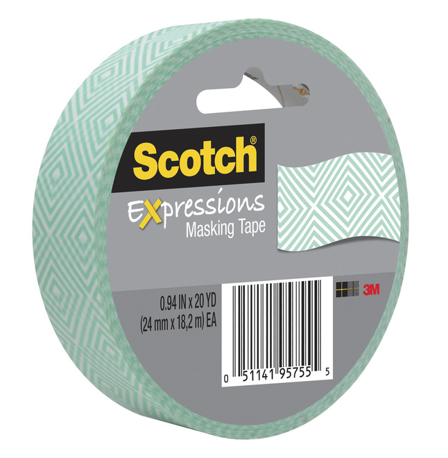 Scotch Expressions Masking Tape, 0.94 Inch x 20 Yards, Mint Mosaic