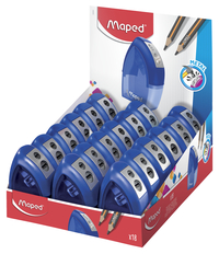 Maped Dual-Hole Tonic Metal Pencil Sharpeners, Blue, Pack of 18 Item Number 1569712