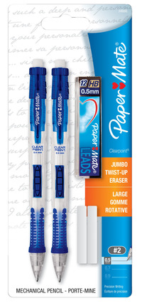 Paper Mate Clearpoint Mechanical Pencils, 0.5 mm, Pack of 2 1569719