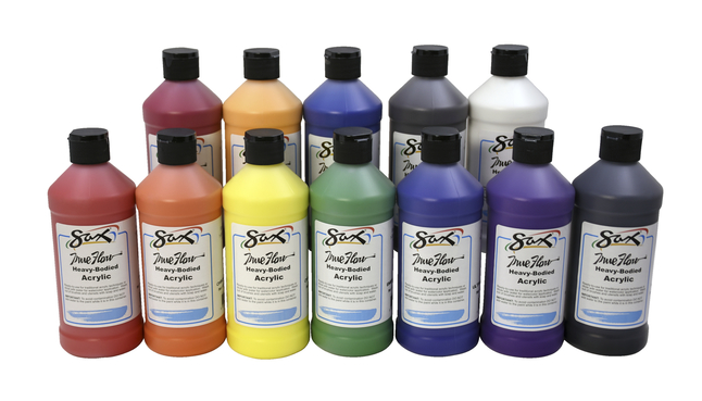 Sax True Flow Heavy Body Acrylic Paint Set Pints Assorted Colors of 12