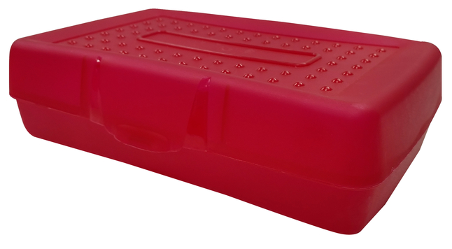 School Smart Plastic Pencil Box, Red, Set of 12