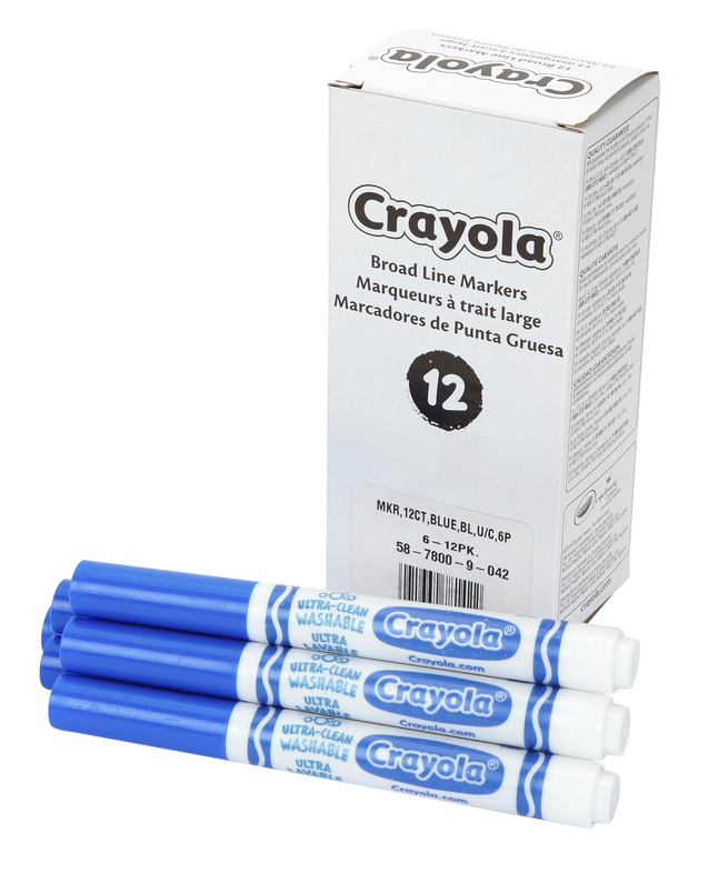 Crayola Ultra-Clean Washable Bulk Markers, Blue, Pack of 12