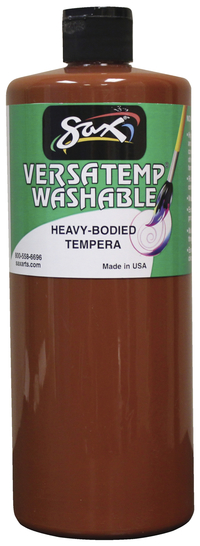 Sax Washable Versatemp Heavy Bodied Tempera Paint, Brown, Quart Item Number 1592672