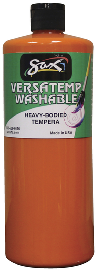 Sax Washable Versatemp Heavy Bodied Tempera Paint, Orange, Quart Item Number 1592675