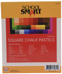School Smart Square Chalk Pastels, Assorted Colors, Set of 24 1594960