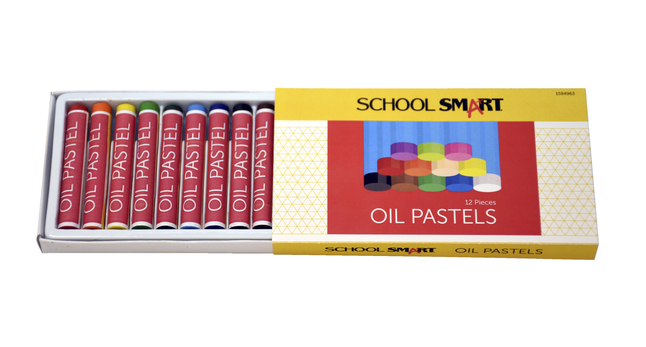 School Smart Oil Pastels, Assorted Colors, Set of 12