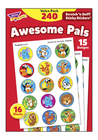 Trend Enterprises Awesome Pals Scratch 'N Sniff Stinky Stickers, 15 Designs, 1 Scent, Pack of 240, Item Number 1597422