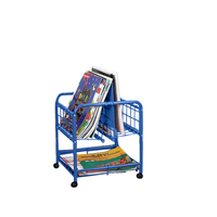 Metal Mobile Big Book Browser with 3 Shelves, Blue 1604986