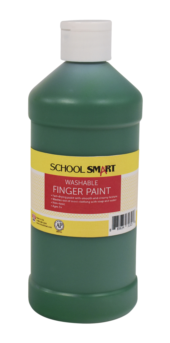 School Smart Washable Finger Paint, Green, Pint