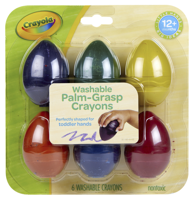 Crayola My First Crayola Washable Palm Grasp Crayons, Assorted Colors