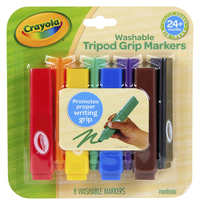 Crayola Washable Tripod Grip Markers, Assorted Colors, Set of 8 Item Number 2002598