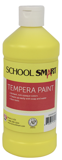 School Smart Tempera Paint, Yellow, 1 Pint Bottle Item Number 2002698