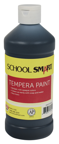 School Smart Tempera Paint, Black, 1 Pint Bottle Item Number 2002707