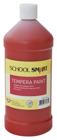 School Smart Tempera Paint, Red, 1 Quart Bottle Item Number 2002723