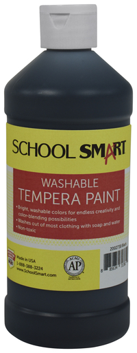 School Smart 2002738 1 Pint Washable Tempera Paint Black
