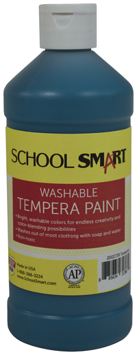 School Smart Washable Tempera Paint, Turquoise, 1 Pint Bottle Item Number 2002739