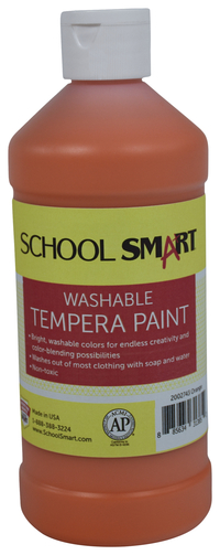 School Smart Washable Tempera Paint, Orange, 1 Pint Bottle Item Number 2002743
