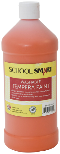 School Smart Washable Tempera Paint, Orange, 1 Quart Bottle Item Number 2002749
