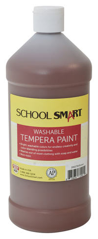 School Smart Washable Tempera Paint, Brown, 1 Quart Bottle Item Number 2002758