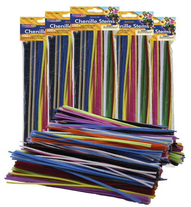 Creativity Street Chenille Stems 1/8 x 12 Inches Assorted Colors Pack of 1200 2002846