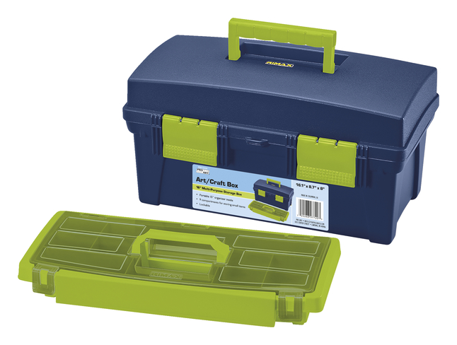 Pro Art Storage Box with Inner Organizer Box, 16 Inches, Blue/Green