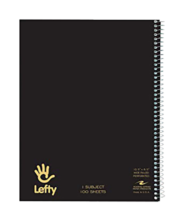 Roaring Spring Left-handed Notebook, One Subject, Letter Size, 100 Sheets,  Wide Ruled, Assorted Colors