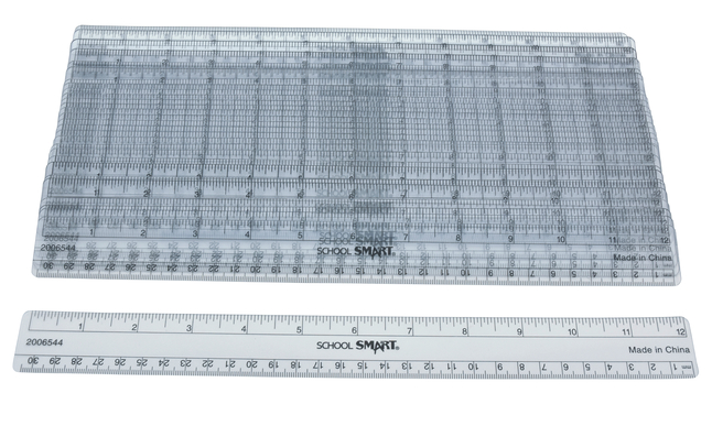 School Smart Flexible Metric Rulers, 12 Inches, Clear, Pack of 36