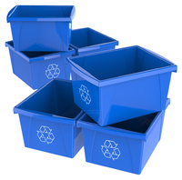 School Smart Recycle Bin, 4 Gallon, Blue, Case of 6, Item Number 2011696