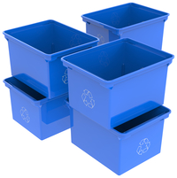School Smart Recycle Bin, 9 Gallon, Blue, Case of 6 2011697
